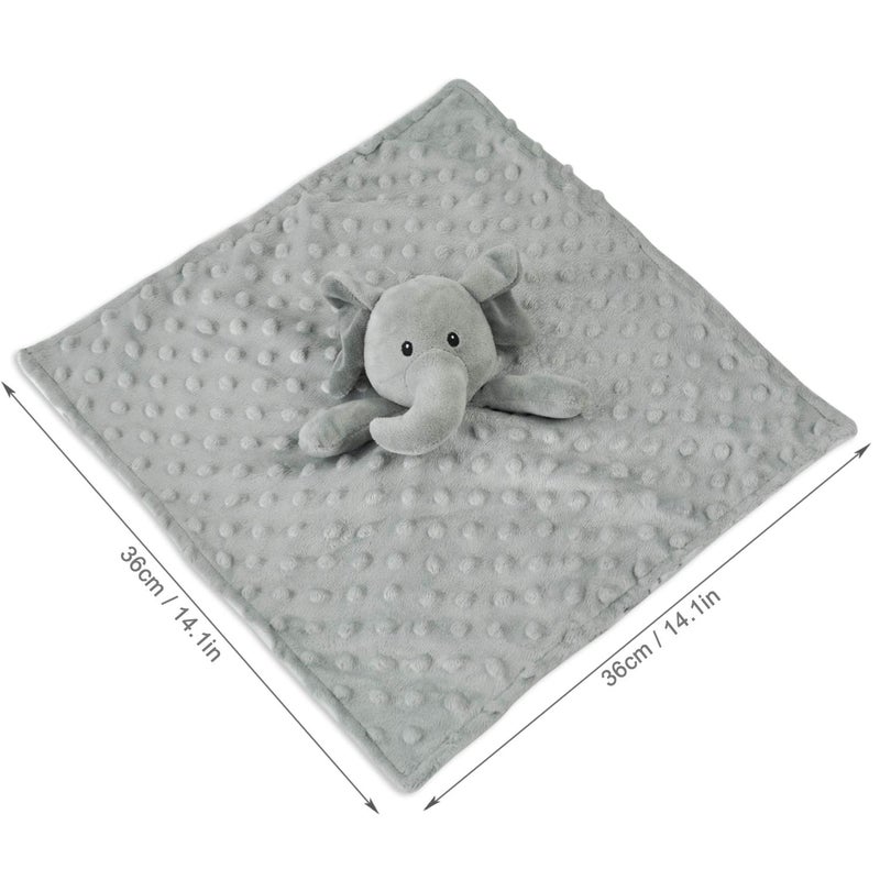 BORITAR Elephant Baby Security Blanket Soft Minky Dot Fabric Lovey Blanket with Lovely Animal Pattern Backing, Stuffed Plush Cuddle Newborn Blankie 14 Inch - Image 2